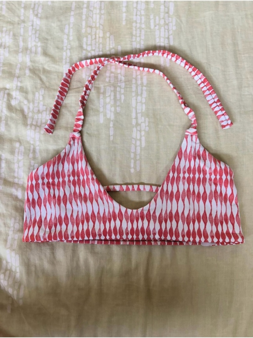 Midori Pink and White Patterned Halter Bikini Top